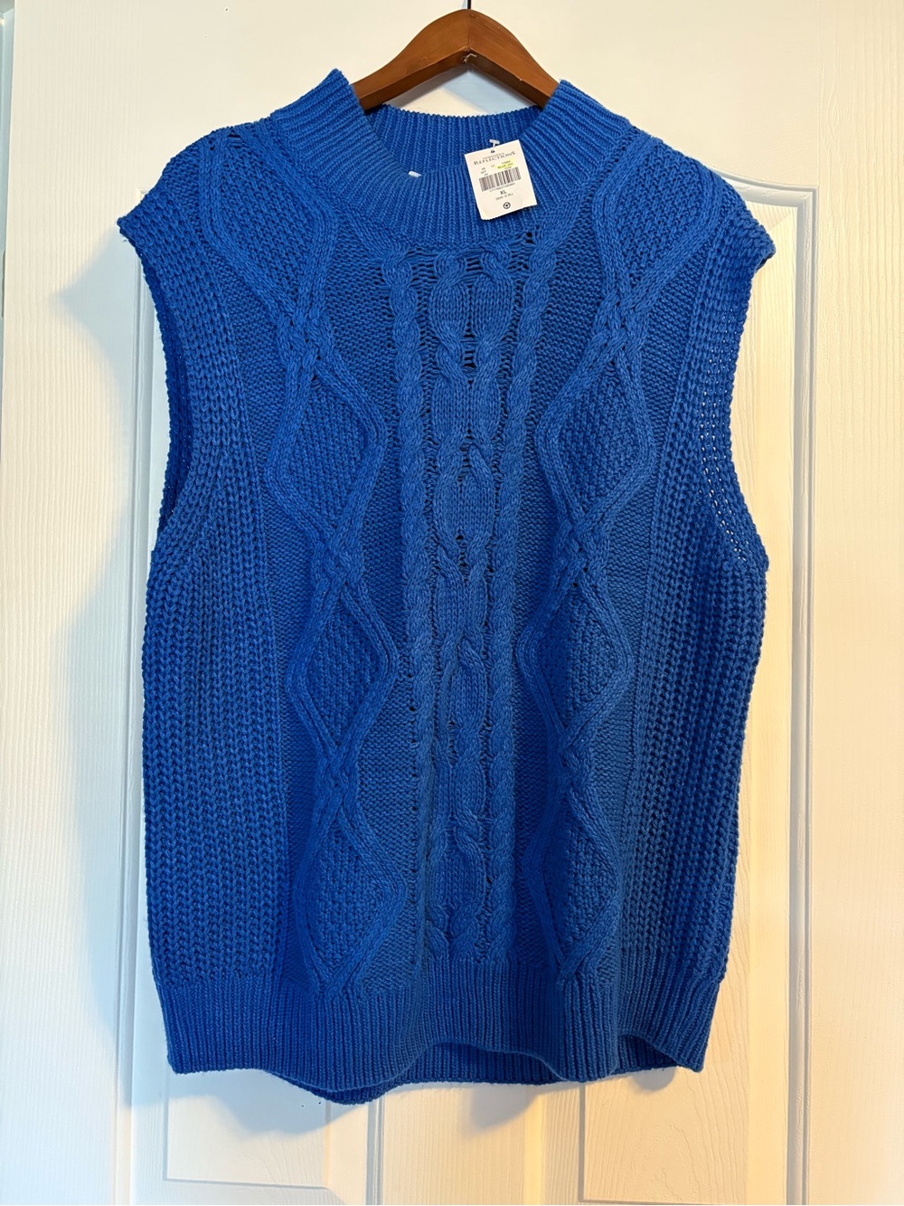 Northern Reflections Cable Knit Sleeveless V-Neck Sweater Vest in Bright Blue